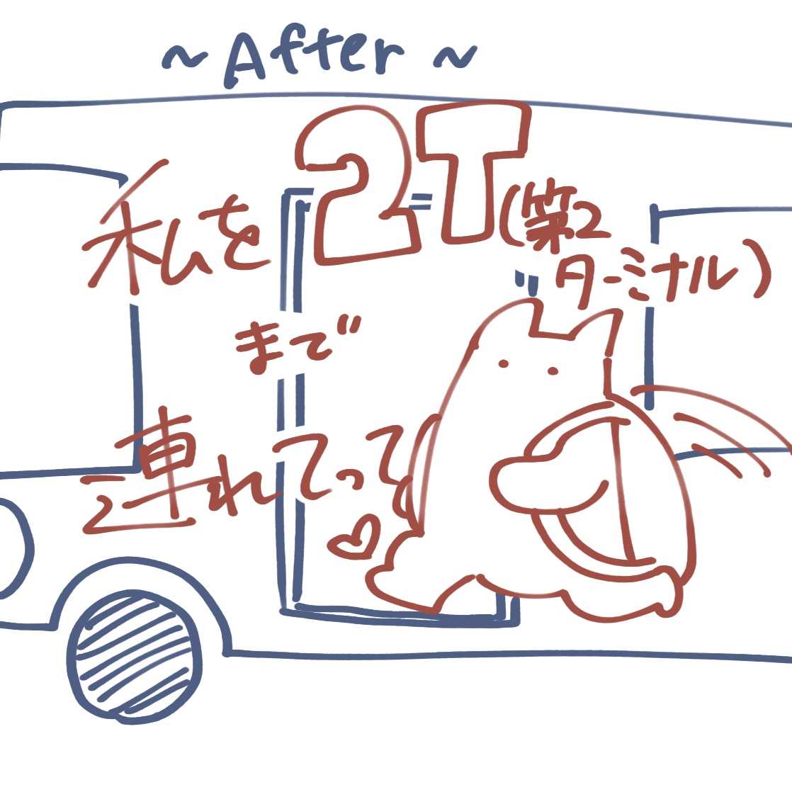 after、バスに飛び乗る謎の生物